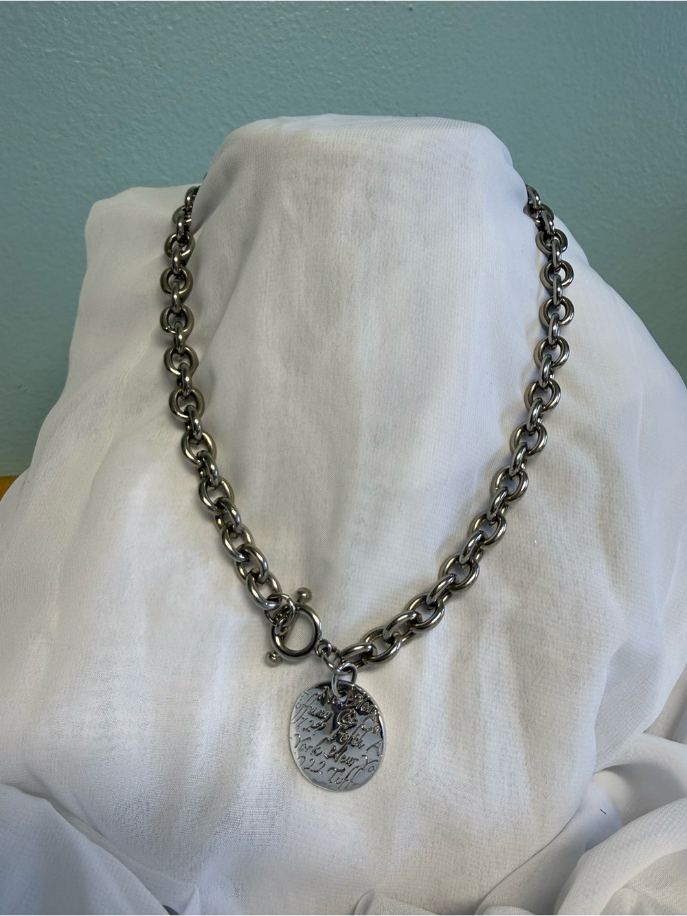 Tiffany & Co. Notes Sterling Silver 925 Toggle Necklace 17.5” 65g Rare